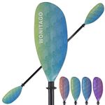 WONITAGO Kayak Paddles Fiberglass Paddle with Nylon Blades, Floating Adjustable Kayaking Oars, 3 Piece, 230-250cm/90-98 inch Wave Green