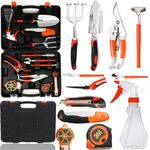 Scuddles Garden Tools Set - 12 Piece Heavy Duty Gardening Tools with Storage Organizer, Ergonomic Hand Digging Weeder, Rake, Shovel, Trowel, Sprayer, Gloves Gift for Men & Women