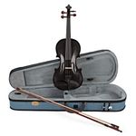 Stentor Harlequin Violin Outfit 4/4 Size, Violin for Intermediates with P&H Fibreglass Bow, Lightweight Case, Colourful String Instrument 1401ABK, Black