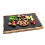 Acacia Wood Serving Board Serving Platter with Slate, Serving Plate Cheese Board Charcuterie Board 13x9in for Cheese Meat Appetizer Gifts for Women Housewarming New Home Wedding Couple Bridal Shower
