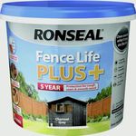 SAVING HUB Fence Paint 5L - Garden Shed Paint, Furniture Paint - Outdoor Exterior Wood Paint - Used On Rough Swan & Smooth Planed Wood - Sheds & Fences Life Plus - Dry in 4 Hours (Charcoal Grey)