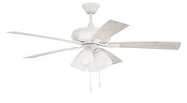 Craftmade 52" Eos Frost 4 Light Ceiling Fan in White Finish w/White/Washed Oak Blades