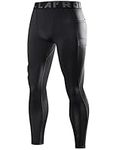 LAFROI Men's Quick Dry Cool Compression Fit Tights Leggings Waistband-YSK08 (Pocket Black,MD)