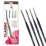 ArtRight Long Liner Paint Brush Set with 2nd Gen Seamless Synthetic Bristles (Free Brush Holder) - Professional Artist Handmade Watercolor Paint Brushes Set (4 Fine Tip Detailing Paintbrushes)