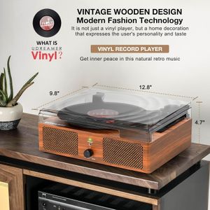 Vinyl Record Player – Brown Retro Turntable