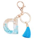 STOBOK 1 Pc Keychain Pendant English Alphabet Design Tassel Large Alphabet Letter Keyring Charm Key Chain for Women (Blue D)