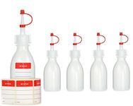 5x 50 ml Octopus dropper bottles plastic bottles, plastic bottles made from LDPE with wash bottle closure, laboratory bottles with drip stop, empty spray bottles with red retaining strap, incl. labels