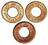 Aranyak Hobby™ British India Coin Collection Series , Set of 3 One Pice King George VI UNC Bronze Metal Coins