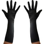 Long Satin Evening Gloves (Black)