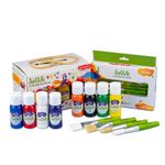 dabble Non-Toxic Finger Paint With Brushes Set For Kids Combo Pack|Non-Toxic,Child-Safe,Washable Finger Paints&Easy-To-Grasp Chubby|Designed For Toddler Grip|Natural Wood&Child Safe|2.5 Year+,Multi