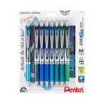 Pentel EnerGel RTX Retractable Liquid Gel Pen, Chill Expressions Pack, 0.7mm, Metal Tip, Medium Line,Assorted Ink, Pack of 8 Pens (BL77XCHIBP8M)