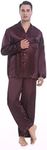 Lavenderi Men's Long Sleeve Silk Satin Pajama Set, Silky Pajamas Sleepwear Wine Red