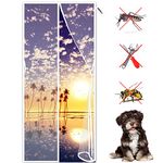 Magnetic Screen Door 95 x 210 cm Sliding Screen Door Reinforced Fiberglass Mosquito Net Curtain, Hands Free Kids/Pets Friendly White