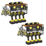 Nandae 2 pack Power Tool Organizer, Garage Tool Organizers,Drill Holder Wall Mount, Heavy Duty Metal Tool Shelf, Utility Storage Rack for Cordless Drill, Separate Tool Rack