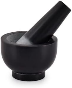 Black Granite Mortar and Pestle Set Unfinished Surface for Enhanced Grinding – Heavy-Duty Stone Grinder (9.52cm Diameter, 6.98cm Height)