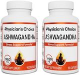 Physician's CHOICE Ashwagandha 1950mg Organic Ashwagandha Root Powder with Black Pepper Extract, Stress Support, Mood Support Supplement, 90 Veggie Ashwagandha Capsules - 2 PCK