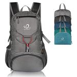 WATERFLY Hiking Backpack Lightweight Packable Hiking Daypack for Outdoor Traveling Cycling Camping (Gray)