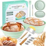 TJYAEKLTD Banneton Bread Proofing Basket, 2 Pack Sourdough Tools Kit for Baking Enthusiasts - Easy to Clean, Foldable, and Heat-resistant Sourdough Proofing Basket (Green)