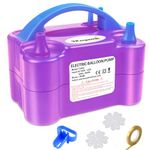 FLSEPAMB Electric Balloon Pump, Portable Dual Nozzle Balloon Inflator Pump with 2 Modes, Purple Balloons Machine with 4 Accessories for Party, Birthday, Wedding Decoration