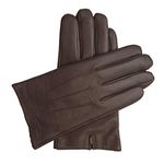 Downholme Classic Leather Cashmere Lined Gloves for Men (Brown, L)