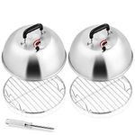 Leonyo 4 Pack Melting Dome with Cooling Rack, 12” Basting Cover with Adjustable Vent & 10.6” Wire Cooking Rack, Stainless Steel Griddle Accessories Tools for Flat Top BBQ Grilling Kitchen Cooking