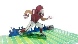 American Football Player - 3D Pop Up Greeting Card For All Occasions - Love, Birthday, Christmas, Sports, Congrats, Good Luck - Blank Inside for Personalized - Amazing, Happy Gift - Thick Envelope, Fold Flat (Red)