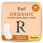 Rael Panty Liners for Women, Organic Cotton Cover - Regular Pantiliners, Light Absorbency, Unscented, Chlorine Free (Regular, 44 Count)