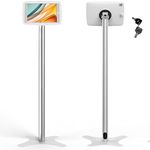 Beelta Kiosk Floor Tablet Stand Compatible with 10.2 iPad 7 8 9th 120 Degree Rotate ABS Plastic Tablet Enclosure+Aluminum Pole+Metal Base BSF302T