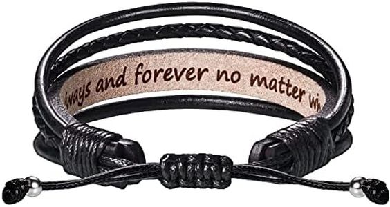 Leather Bracelets for Men Women Inspirational Gifts for Him Her Handmade Black Braided Best Friend Bracelet Motivational Birthday Gift for Boyfriend Husband Girlfriend Dad Anniversary Christmas