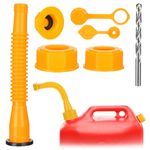 PAMASE Gas Can Spout Replacement - Fuel Can Tank Nozzle with Gasket for 1/2/5/10 Gal Oil Cans, Easy to install, Durable Anti-Spill with Screw Collar Caps, Spout Cover, Base Cap, Drill Bit, orange