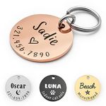 Personalized Lovely Symbols Dog Tags and Cat Tags Custom Engraved Stainless Steel Pet ID Tag (Rose Gold, X-Small)