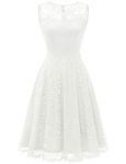 Dressystar Cocktail Dress Women's Floral Lace Short Bridesmaid Dress Wedding Guest Formal Party Dress White S