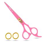 Nixcer Hair Cutting Scissors -Sharp Razor Edge Blade Hair Shears Series - 6.5" with Fine Adjustment – Stainless Steel Hair Scissors Professional for Men, Women & Babies (Pink)