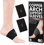 Dr. Frederick's Original Copper Infused Arch Support Sleeves - 2pcs - Arch Support Bands for Plantar Fasciitis, Flat Feet, Fallen Arches - Fast Pain Relief Braces for Women & Men