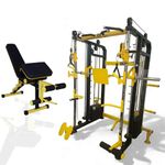 GYM24 EQUIPMENTS The Gym24 Sonata Functional Trainer with Smith Machine & Power Cage (Yellow - Black)