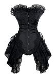 Women's Sexy Strapless Floral Embroidery Vintage Gothic Lace Corset (Medium, Black)