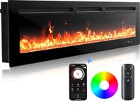 Silonn 60″/152 Electric Fireplace Heater with App & Remote Control, 1800W Heater, Ultra-Slim Wall-Mounted or Recessed Electric Fireplace Inserts with Timer, 20 Flame Colors, SLELF02B-60 ASIN