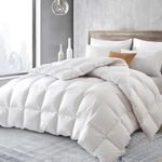 YLT Goose Down Comforter Queen Size 90x90 inches, 50oz Fill Weight 750 Fill Power Shell 100% Cotton Thicker Fluffy Down Duvet Inserts Soft Warm White Color