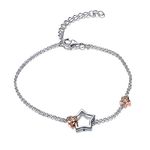 LOVANS 925 Sterling Silver Chains Bracelet Lucky Love Adjustable Bracelet Links Gift for Women Lady (Star-2)