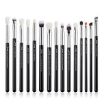 Jessup Professional 15 Pcs Eye Brush Eye Shadow Blending brush,Lipstick,Definer Natural-Synthetic Hair Cosmetics Brush Tools Black/Silver T177