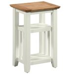 Hallowood Furniture Clifton Green Off White Painted Magazine Table with 2 Shelves, Light Oak Wooden Side Table, Small Table, Bedside Table, Telephone Stand, Coffee Table for Living Room