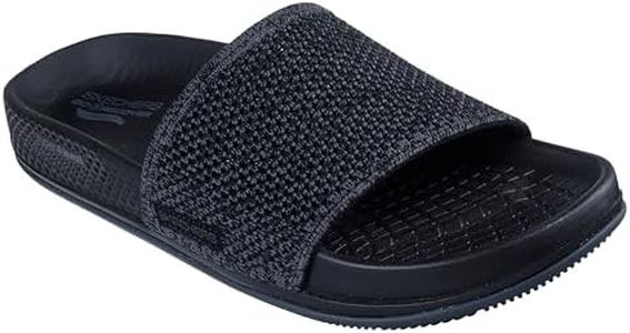 Skechers Women's On-The-go Arch Fit Hyper Slide W/Heather Knit Sandal, Black/Grey, 8