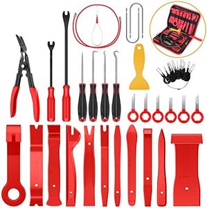 GOOACC 40Pcs Trim Removal Tool,Auto Terminal Removal Key Tool,Auto Clip Pliers Stereo Removal Tools,Car Upholstery Repair Removal Kit,Precision Hook and Pick Set,Wiring Threader,Car Film Scraper