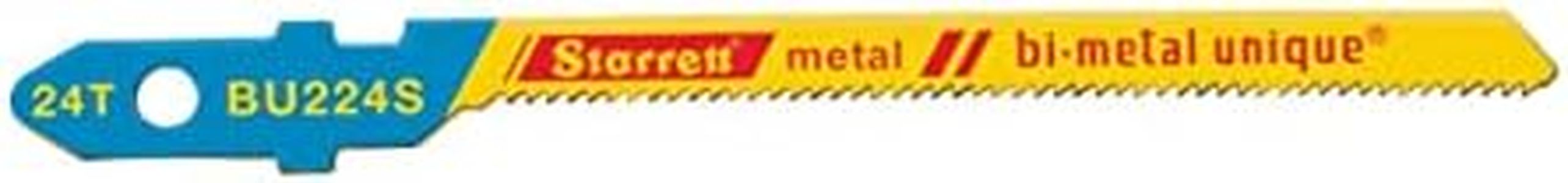 Starrett Metal Cutting Jigsaw Blades - 5 Pack BU224S Unified Shank 24 Teeth Per Inch Bi-Metal Unique Saw Blade Set for Scroll Cuts - Compatible with Bosch Dewalt Hitachi Festool Milwaukee