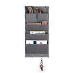 IGNPION 5 Pockets Hanging File Organizer Over Door Closet Storage Pocket Wall Organizer Hanging Magazine Paper Holder with 2 Hooks for Home Office School