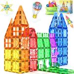 60 PCS Magnetic Building Tiles Kids Toys STEM Magnetic Blocks Sensory Toys Kids Games Magnet Building Toys for Boys and Girls Aged 3+, Kids Brain Development Preschool Kindergarten Toddler Toys