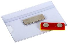 EUROPEL Magnetic Name Badge Holders with Magnet & Blank Card Insert Sheets (Pack of 24) | Horizontal ID Card Holder for School, Colleges, Offices & Corporate Event | 90 x 55 mm, 121268,White