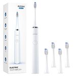 Mitimi Electric Toothbrush, Rechargeable Power Sonic Toothbrush with 40000VPM, 5 Optional Modes, Smart Timer, 5 Replacement Brush Heads, Sonic Toothbrush for Adults, IPX7 Waterproof