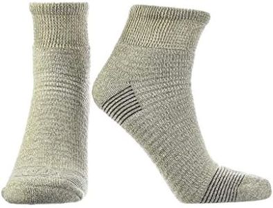 Doctor's Choice Diabetic Socks for Men, Seamless Ankle Socks with Non-Binding Top, Aloe Infused, Provides Extra Comfort for Gout, Quarter Socks, 1 Pair, Tan, Large, Size 10-13