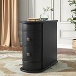 Tribesigns Solid Wood End Table, 2-Drawer Narrow Side Table Slim Chair Side Table, No Assembly Required, Finished Back, Black